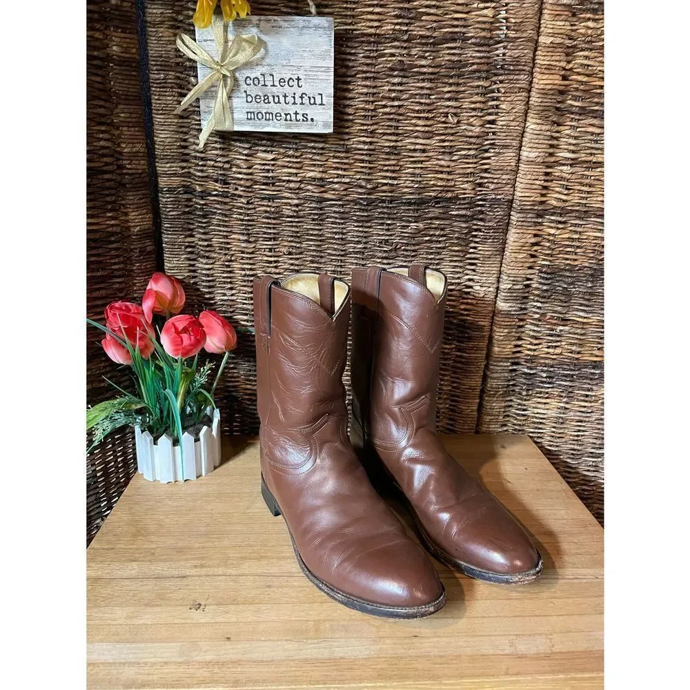 Roper Boots By Justin Classic Tan  Rancher/Cowboy Boot Size 11.5-RARE